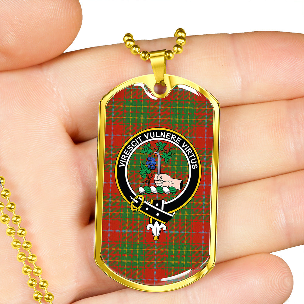 Burnett Ancient Clan Badge Classic Tartan Dog Tag Necklace