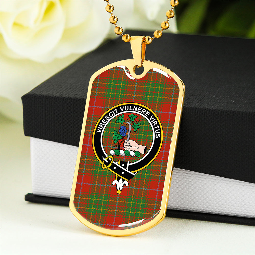 Burnett Ancient Clan Badge Classic Tartan Dog Tag Necklace