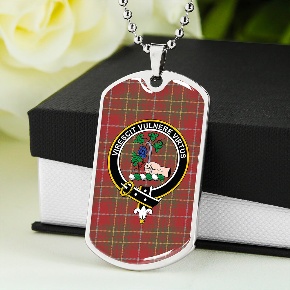 Burnett Weathered Clan Badge Classic Tartan Dog Tag Necklace