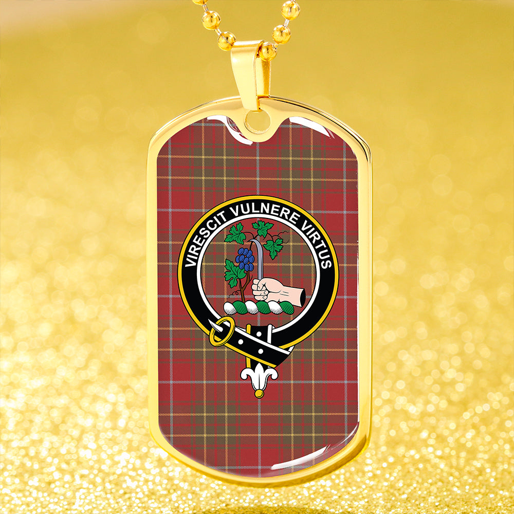 Burnett Weathered Clan Badge Classic Tartan Dog Tag Necklace