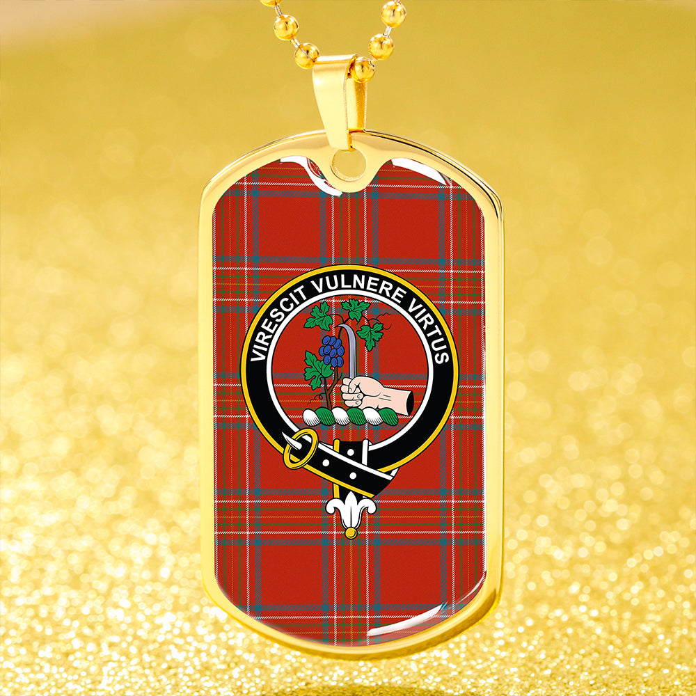 Burnett of Leys Ancient Clan Badge Classic Tartan Dog Tag Necklace