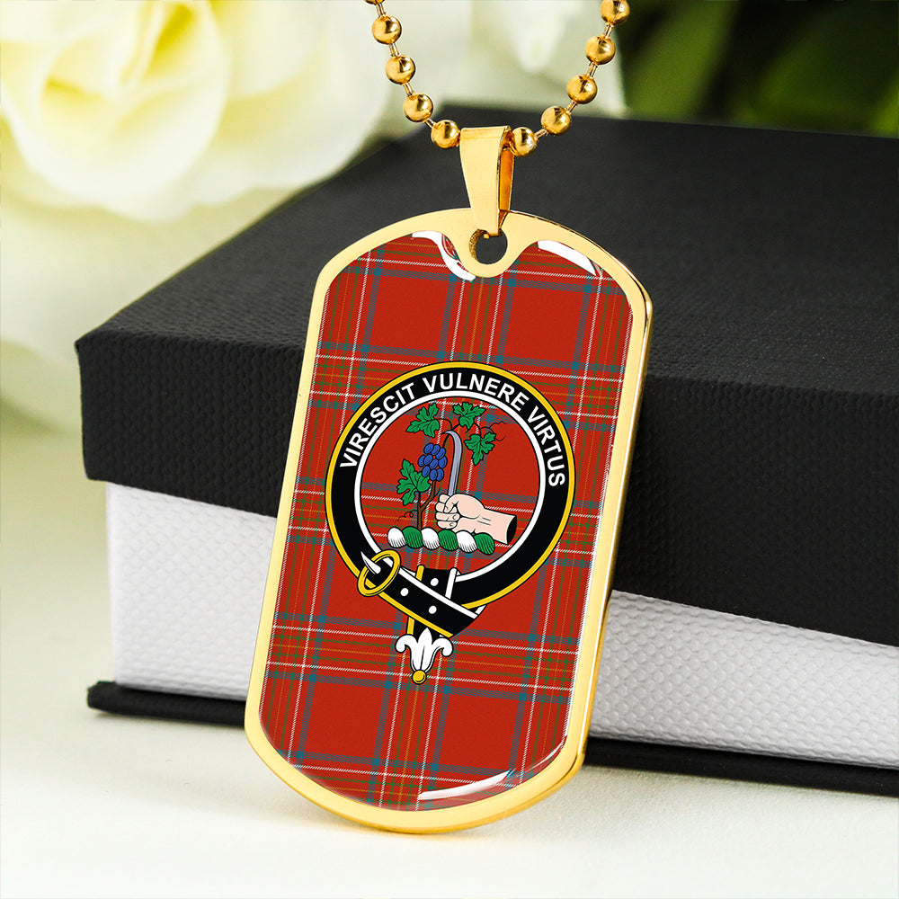 Burnett of Leys Ancient Clan Badge Classic Tartan Dog Tag Necklace