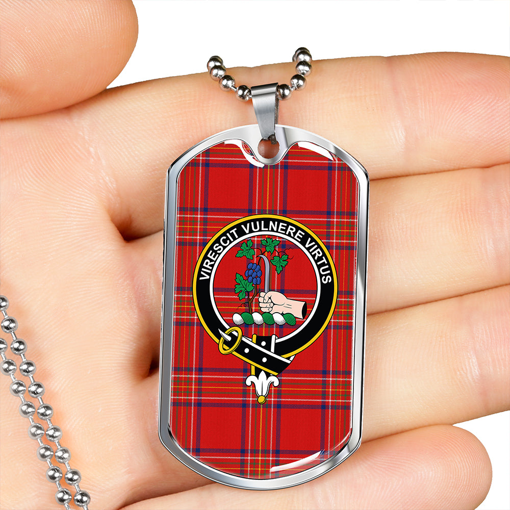 Burnett of Leys Modern Clan Badge Classic Tartan Dog Tag Necklace