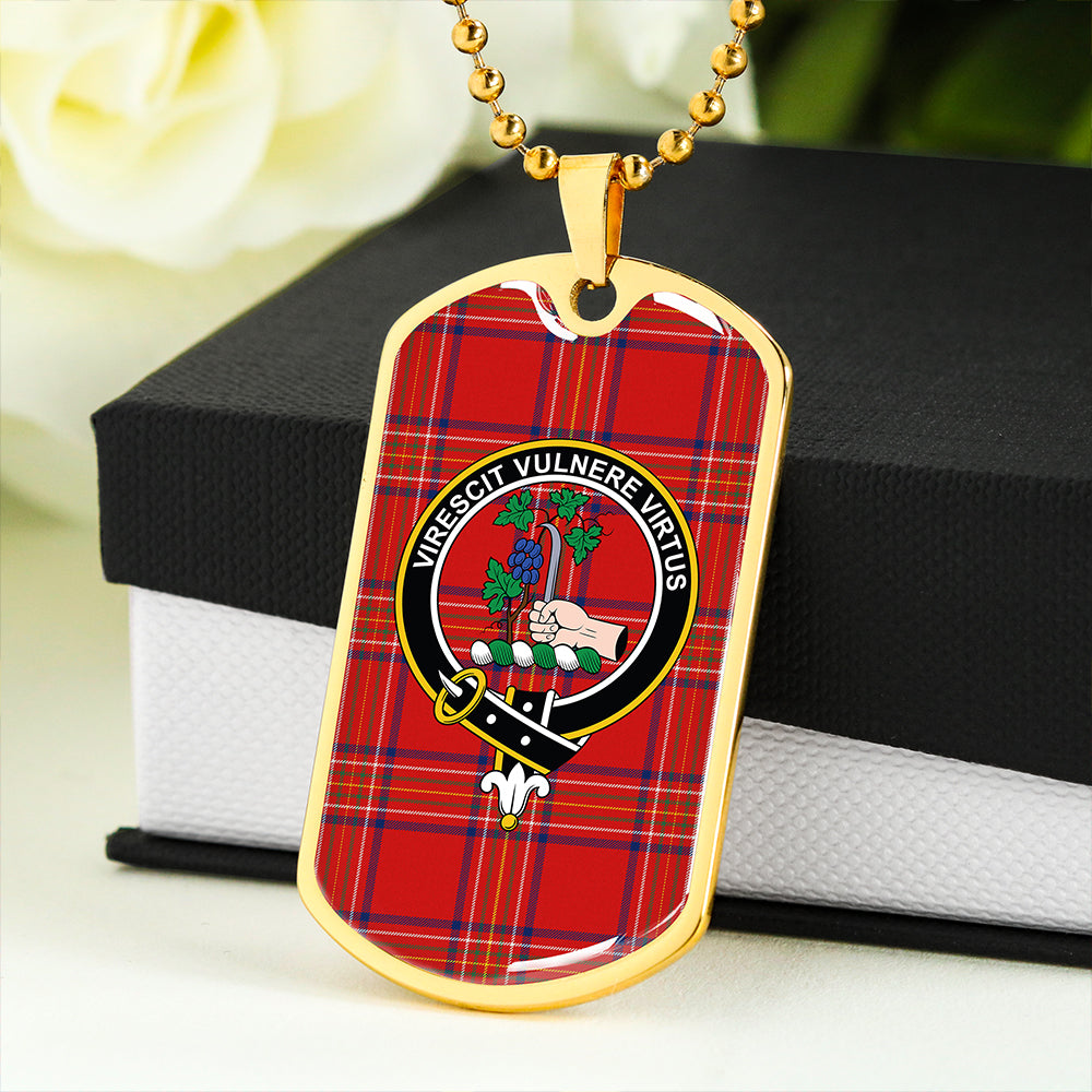 Burnett of Leys Modern Clan Badge Classic Tartan Dog Tag Necklace