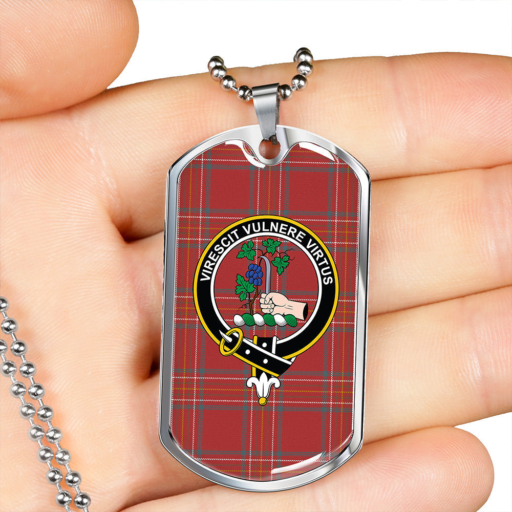 Burnett of Leys Weathered Clan Badge Classic Tartan Dog Tag Necklace
