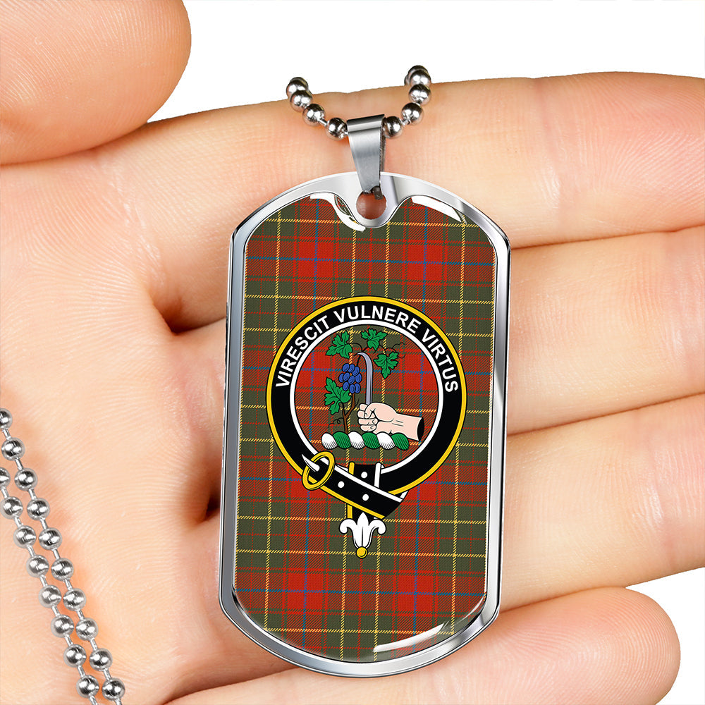 Burnett of Powis Ancient Clan Badge Classic Tartan Dog Tag Necklace