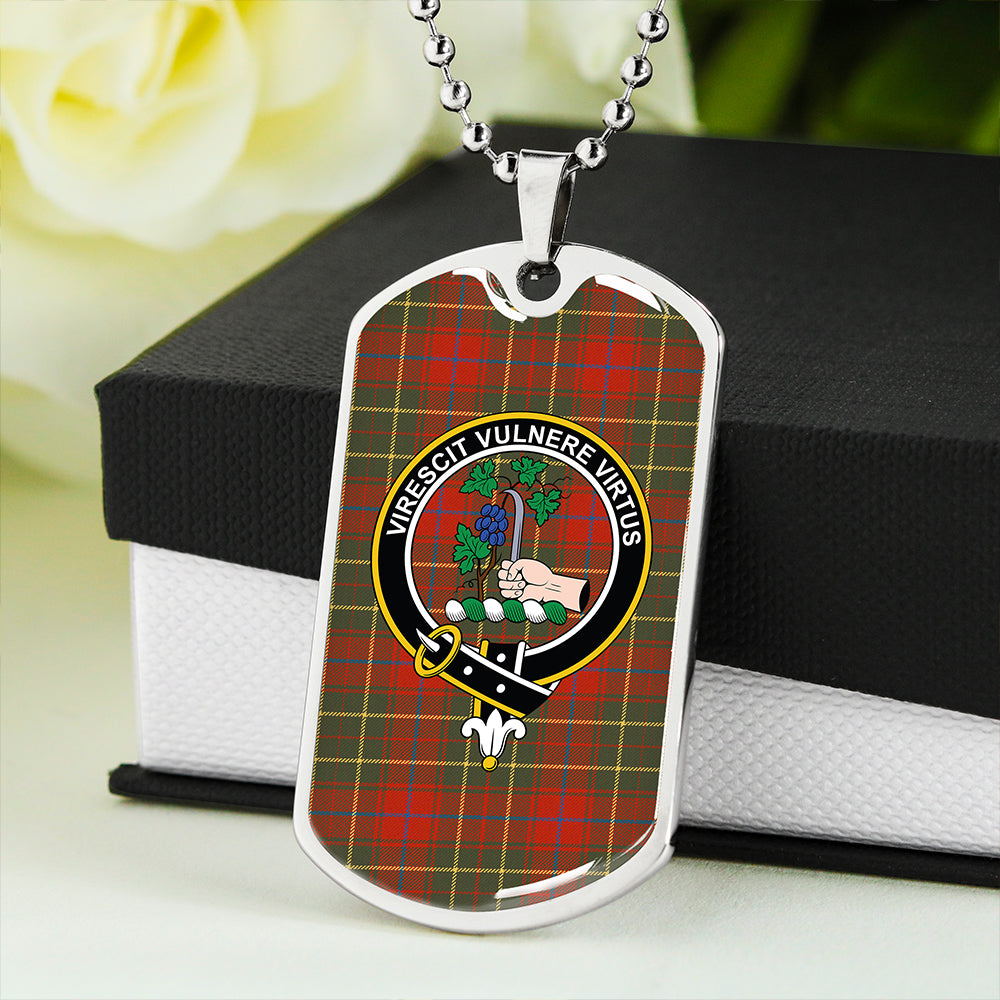 Burnett of Powis Ancient Clan Badge Classic Tartan Dog Tag Necklace