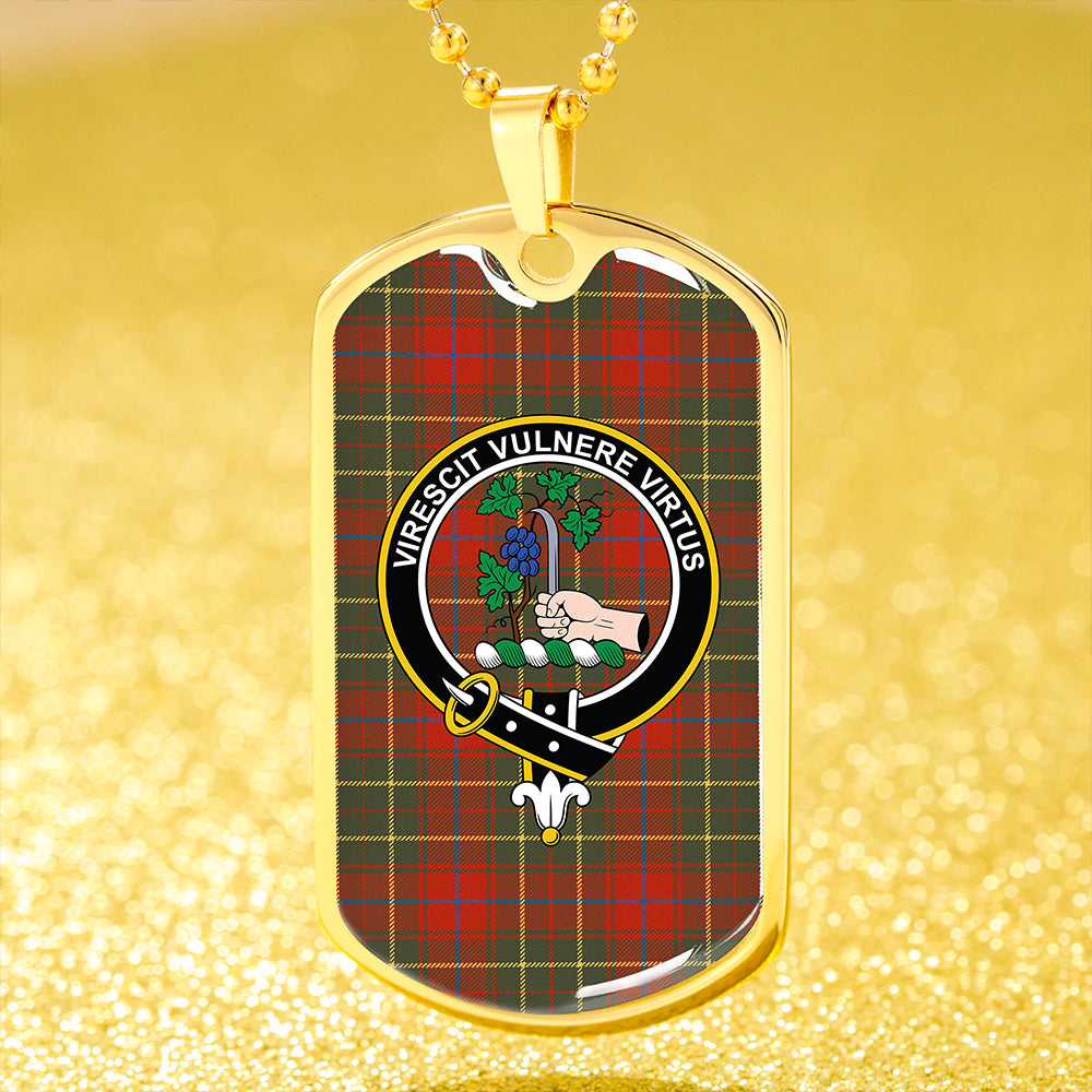 Burnett of Powis Ancient Clan Badge Classic Tartan Dog Tag Necklace
