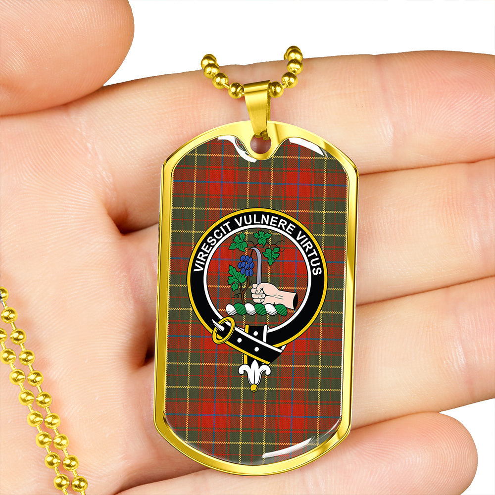 Burnett of Powis Ancient Clan Badge Classic Tartan Dog Tag Necklace