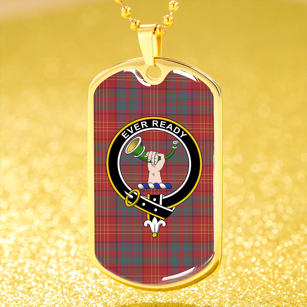Burns 1930 Weathered Clan Badge Classic Tartan Dog Tag Necklace
