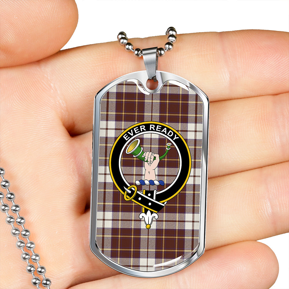 Burns Battalion Weathered Clan Badge Classic Tartan Dog Tag Necklace