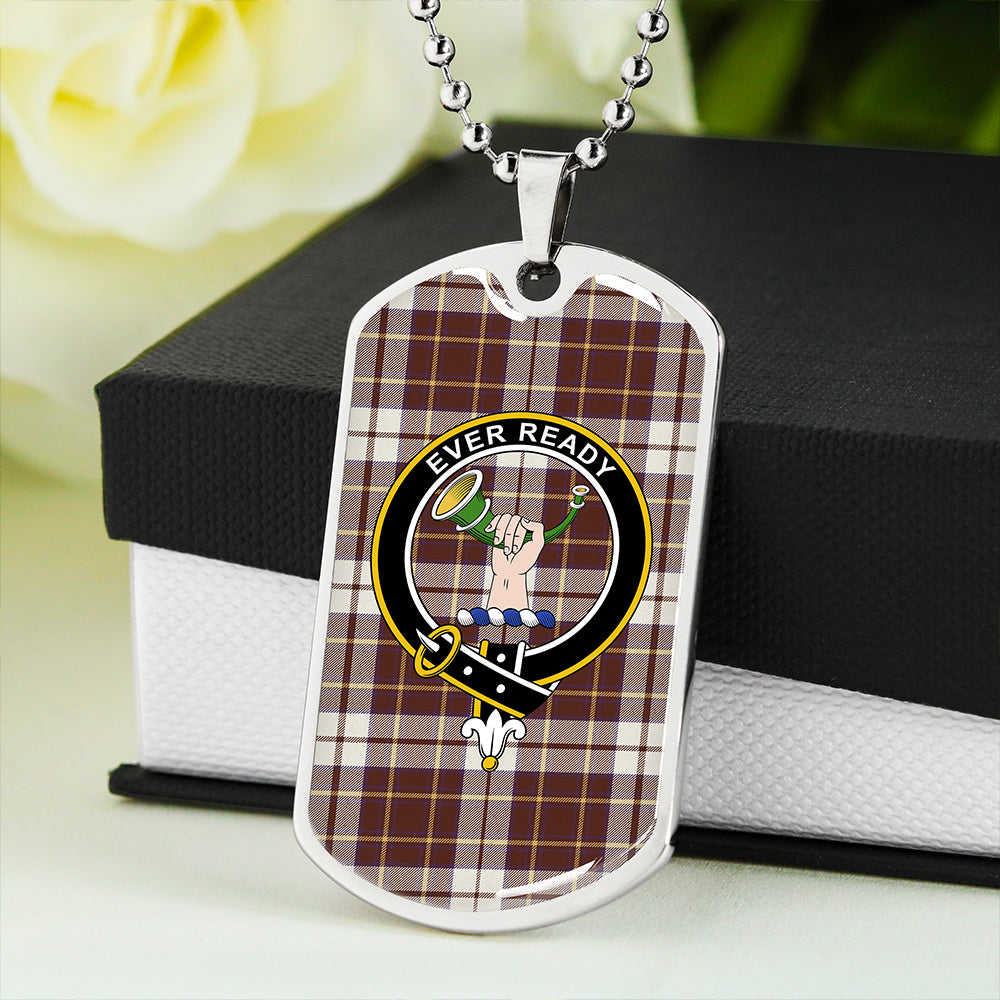 Burns Battalion Weathered Clan Badge Classic Tartan Dog Tag Necklace