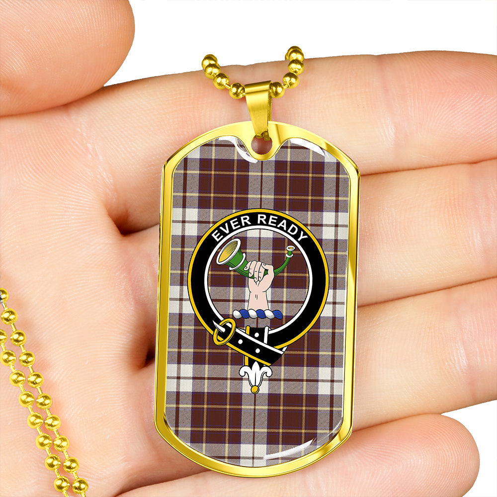 Burns Battalion Weathered Clan Badge Classic Tartan Dog Tag Necklace