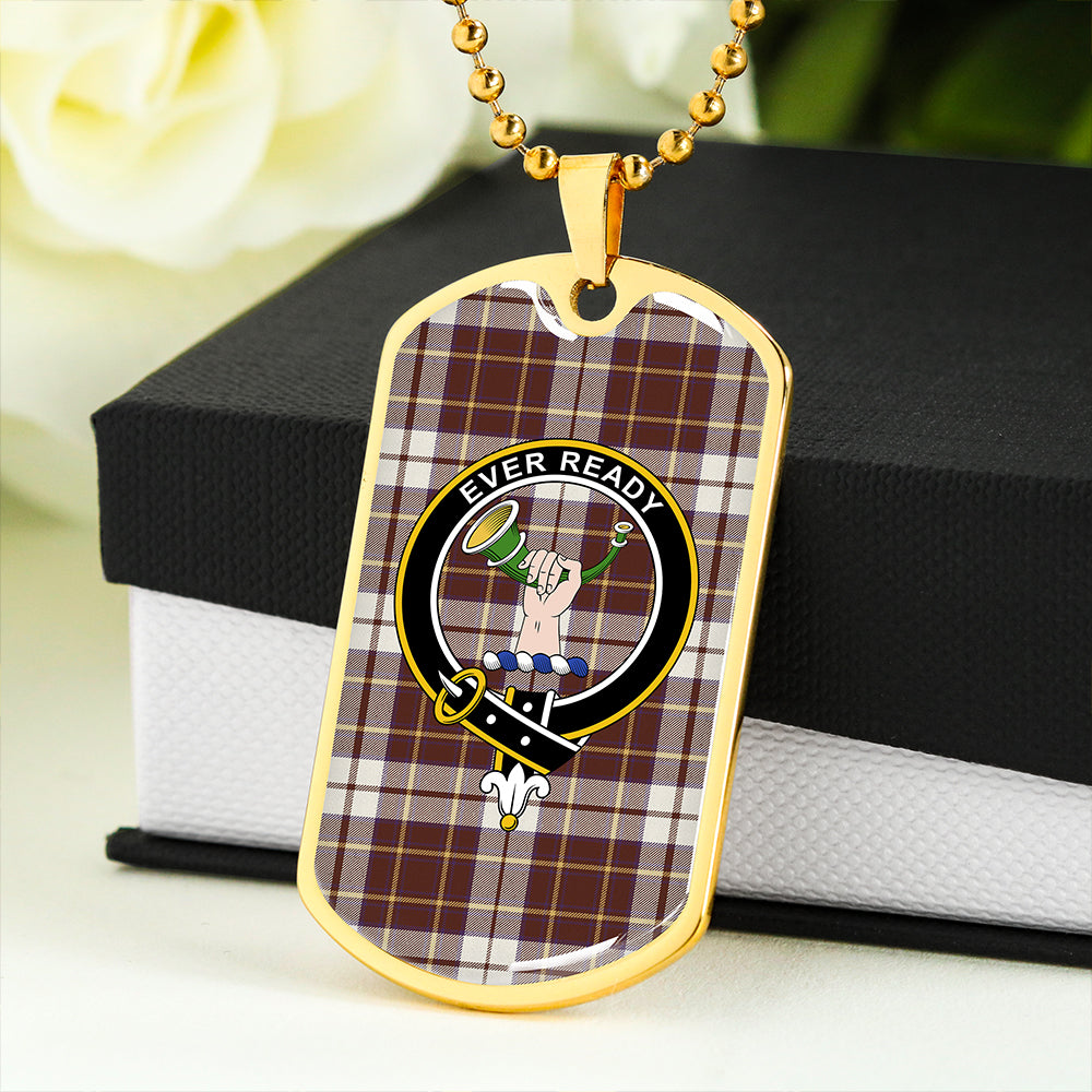 Burns Battalion Weathered Clan Badge Classic Tartan Dog Tag Necklace