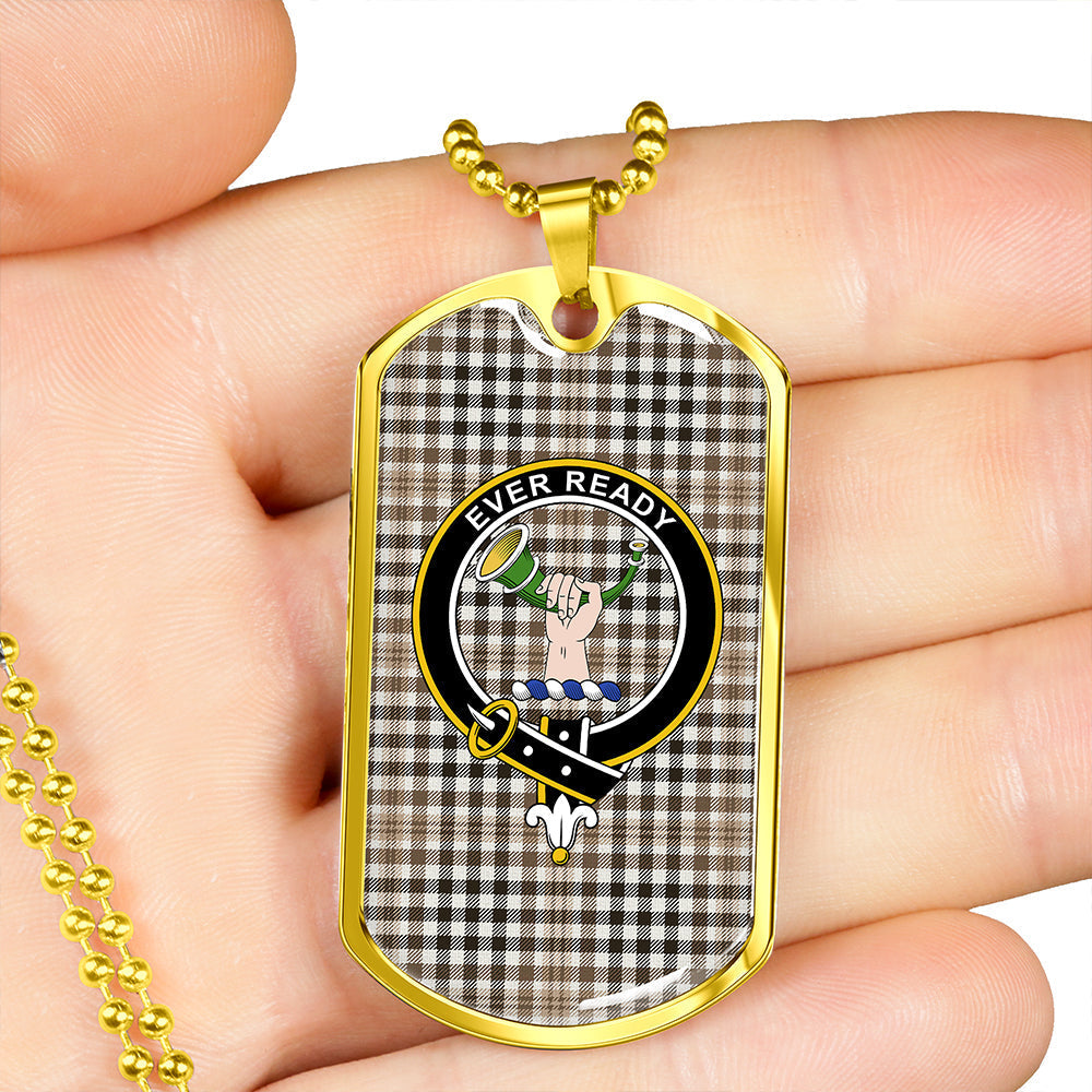 Burns Heritage Check Weathered Clan Badge Classic Tartan Dog Tag Necklace