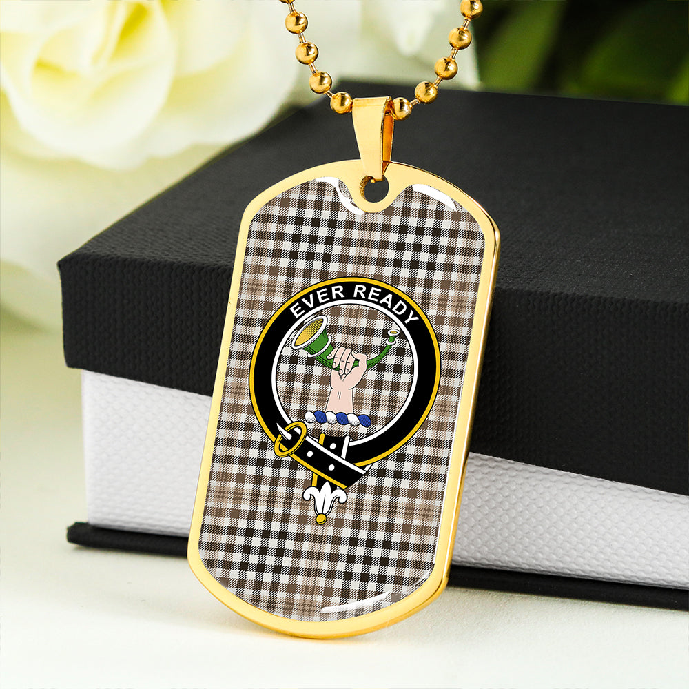Burns Heritage Check Weathered Clan Badge Classic Tartan Dog Tag Necklace