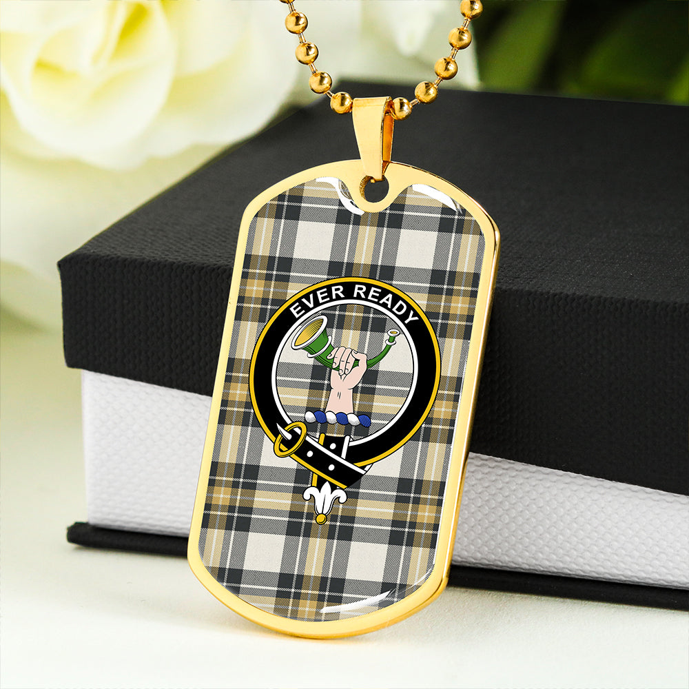 Burns Weathered Clan Badge Classic Tartan Dog Tag Necklace