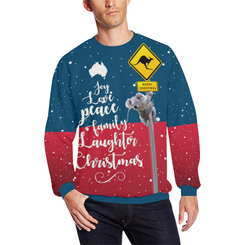 Christmas Sweatshirt - Koala Kangaroo Sign Australia Map In Snowflake