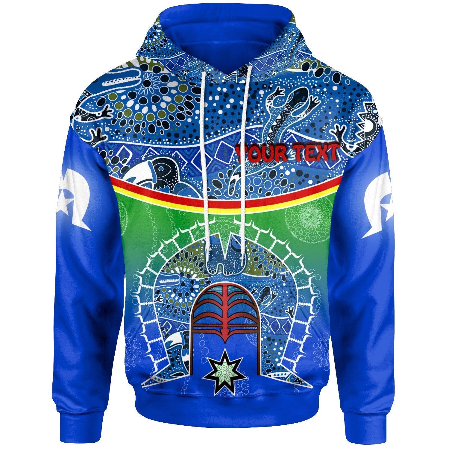 Personalised Hoodie - Torres Strait Symbol With Aboriginal Patterns