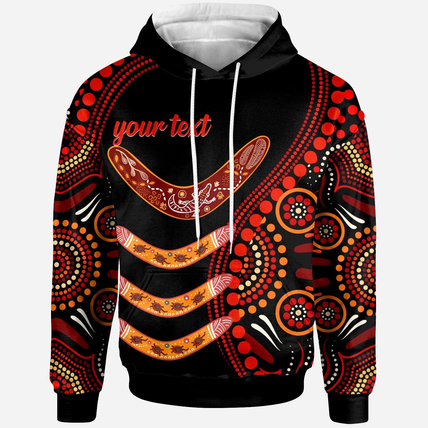 Aboriginal Personalised Hoodie - Aboriginal Boomerangs With Dot Painting Pattern