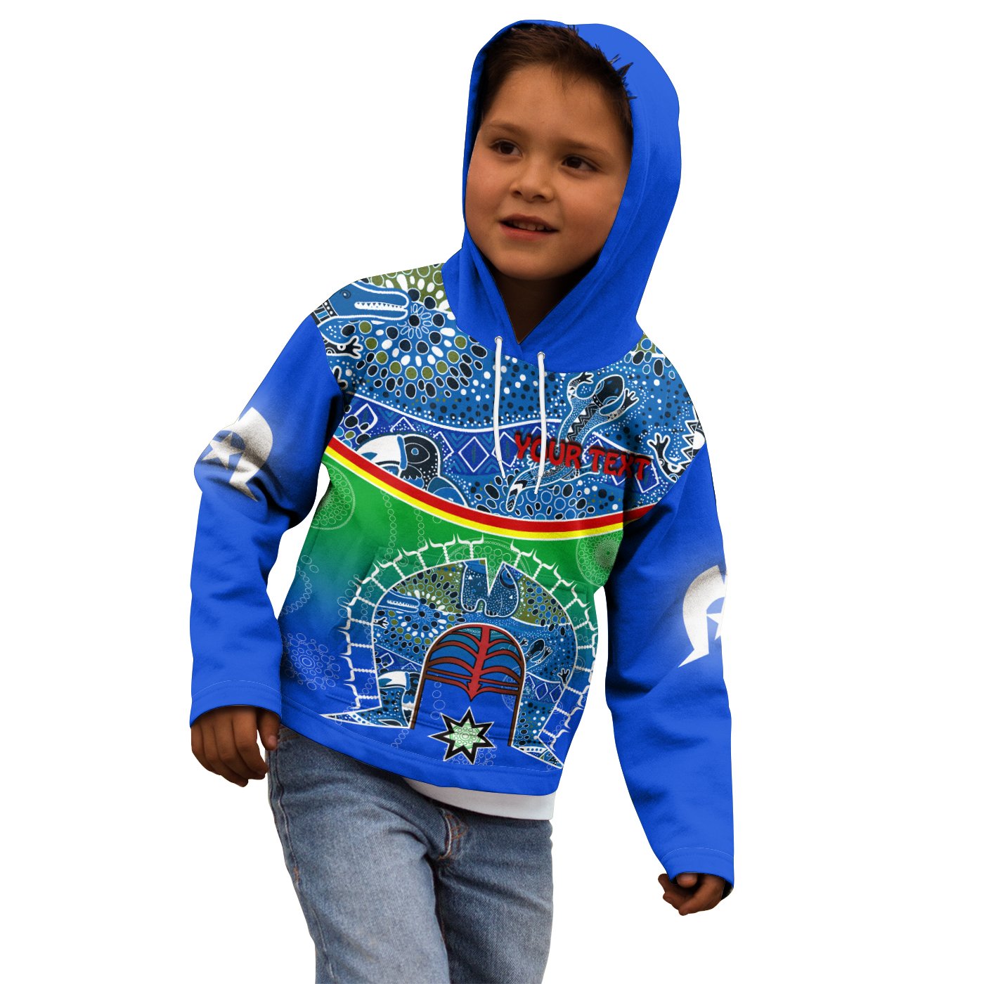 Personalised Hoodie Kid - Torres Strait Symbol With Aboriginal Patterns