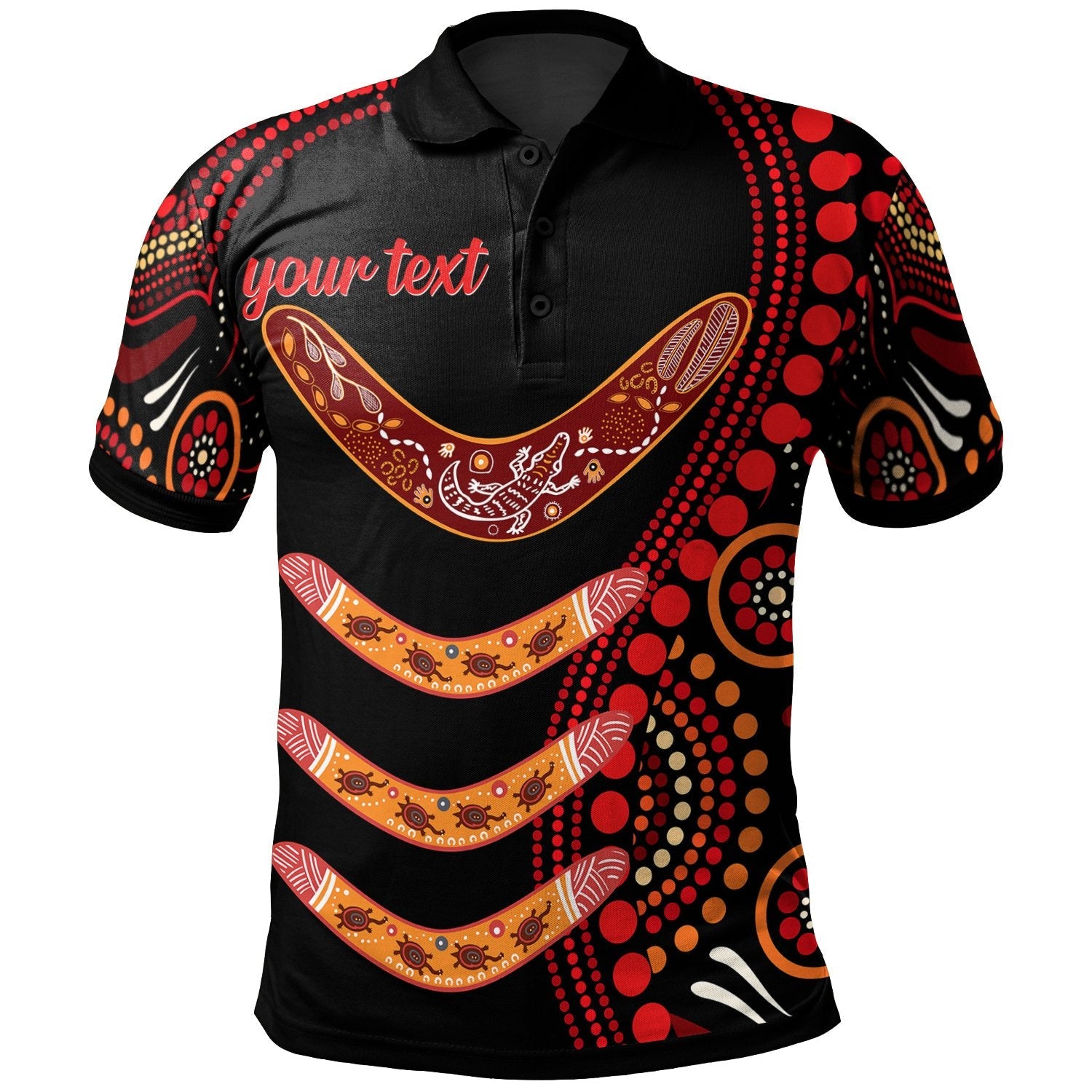 Aboriginal Polo - Personalised  Aboriginal Boomerangs With Dot Painting Pattern Polo Shirt
