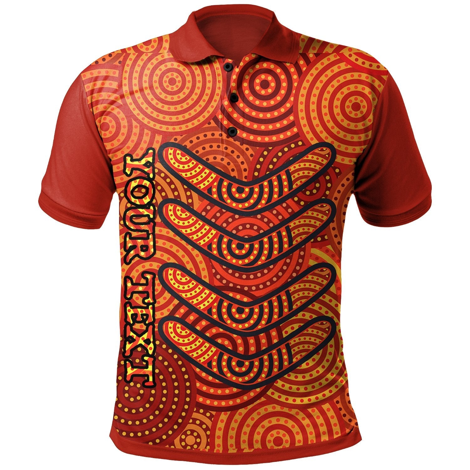 Aboriginal Polo - Personalised Aboriginal Boomerangs And Dot Circle Polo Shirt
