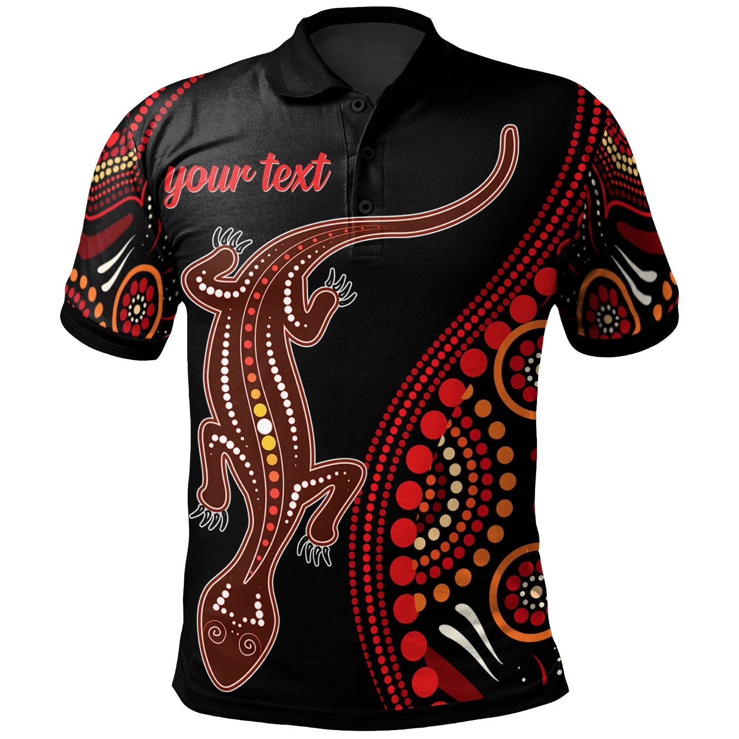 Aboriginal Polo - Personalised Aboriginal Lizard With Dot Painting Pattern Polo Shirt