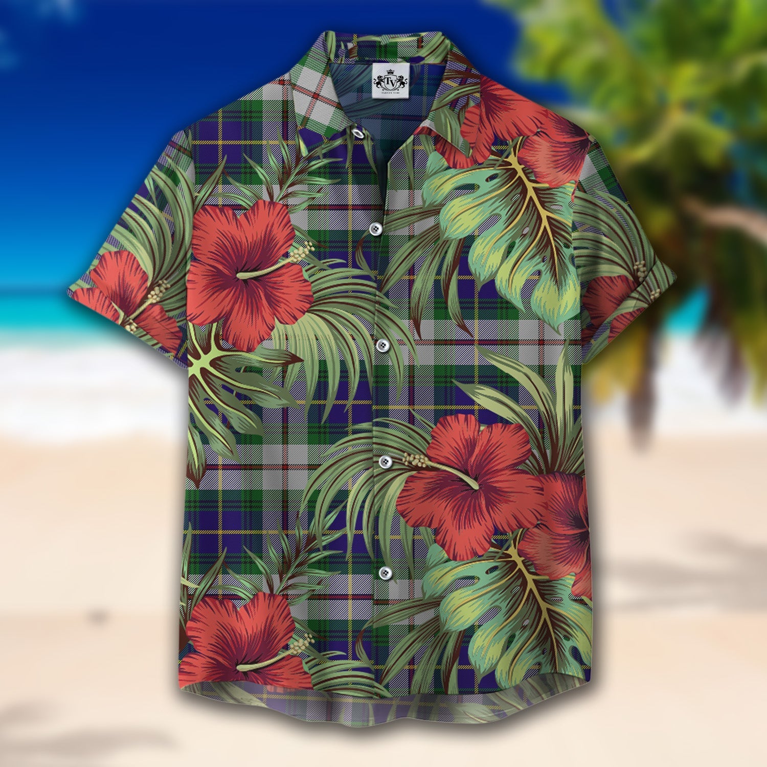 Scottish Tartan Californian MacLeod Clan Hawaiian Shirt Hibiscus - Tropical Garden Style