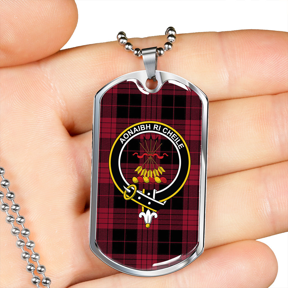 Cameron Black & Red Modern 2 Clan Badge Classic Tartan Dog Tag Necklace