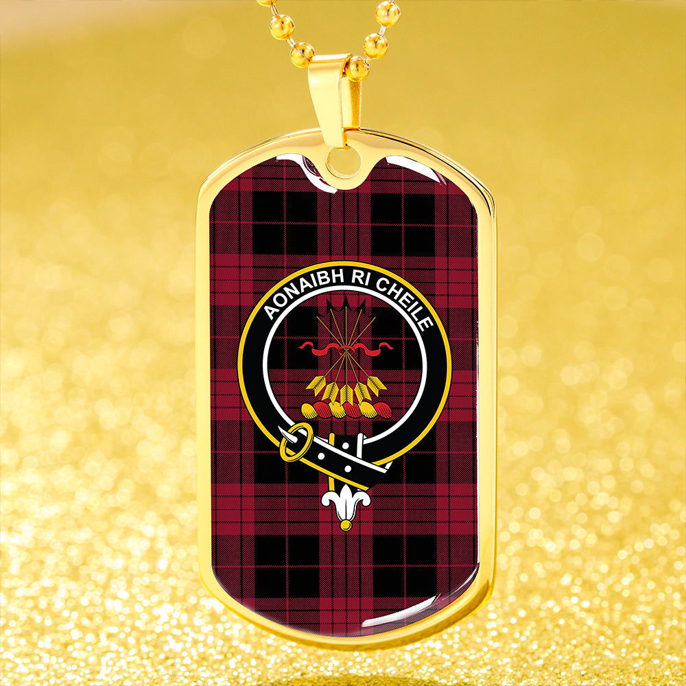 Cameron Black & Red Modern 2 Clan Badge Classic Tartan Dog Tag Necklace