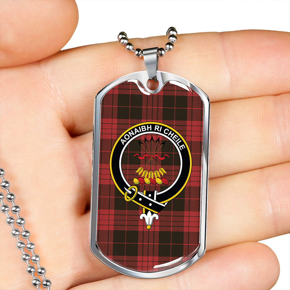 Cameron Black & Red Weathered 2 Clan Badge Classic Tartan Dog Tag Necklace
