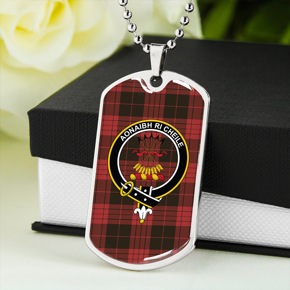 Cameron Black & Red Weathered 2 Clan Badge Classic Tartan Dog Tag Necklace