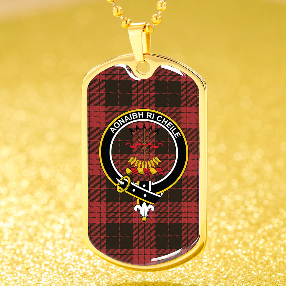 Cameron Black & Red Weathered 2 Clan Badge Classic Tartan Dog Tag Necklace