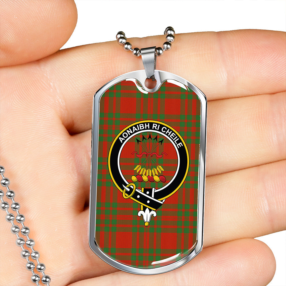 Cameron Cave Plaid Ancient 2 Clan Badge Classic Tartan Dog Tag Necklace