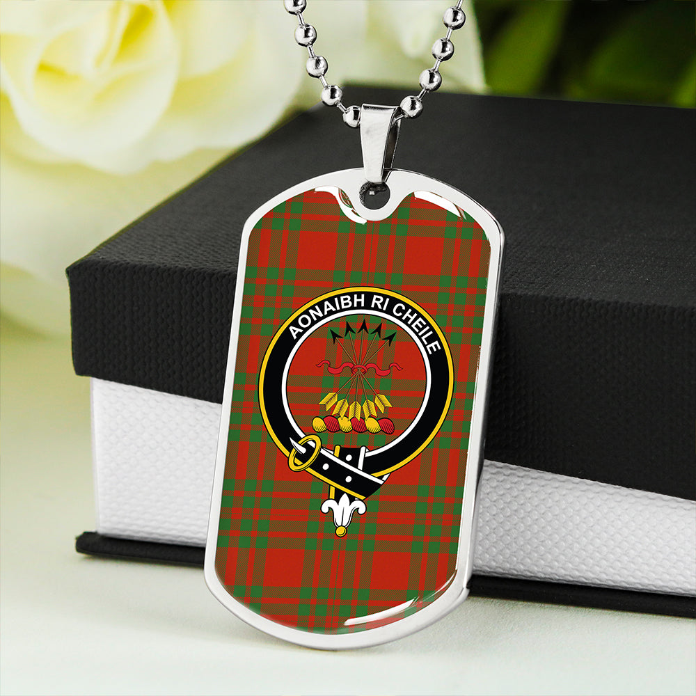 Cameron Cave Plaid Ancient 2 Clan Badge Classic Tartan Dog Tag Necklace