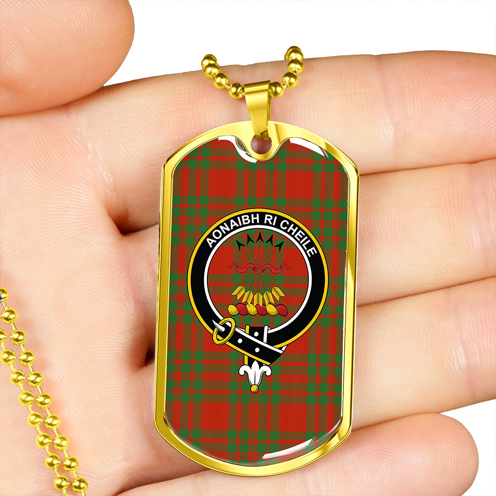 Cameron Cave Plaid Ancient 2 Clan Badge Classic Tartan Dog Tag Necklace