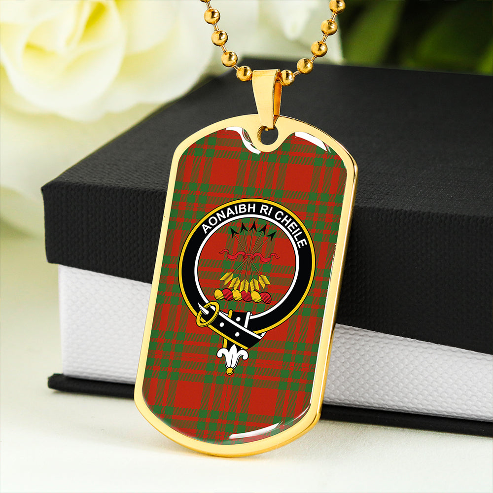 Cameron Cave Plaid Ancient 2 Clan Badge Classic Tartan Dog Tag Necklace
