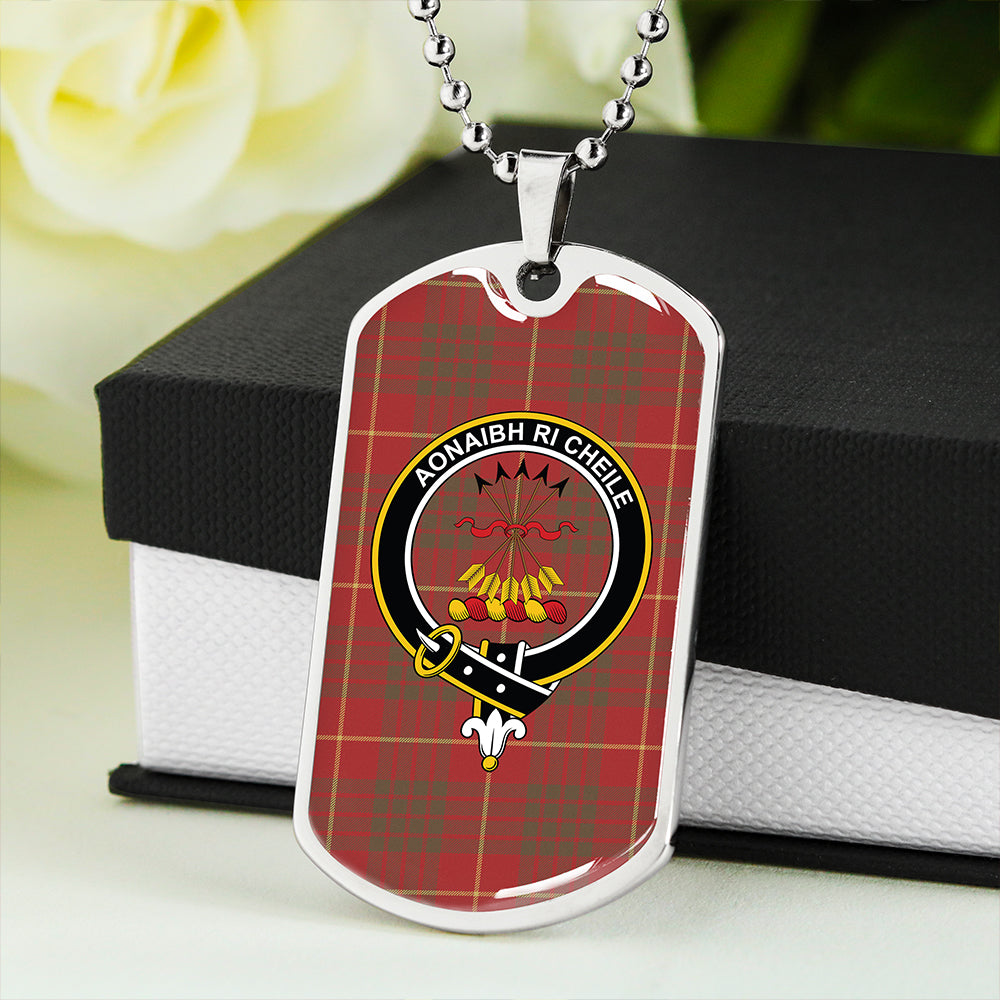 Cameron Weathered 2 Clan Badge Classic Tartan Dog Tag Necklace