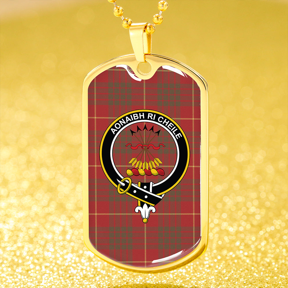 Cameron Weathered 2 Clan Badge Classic Tartan Dog Tag Necklace