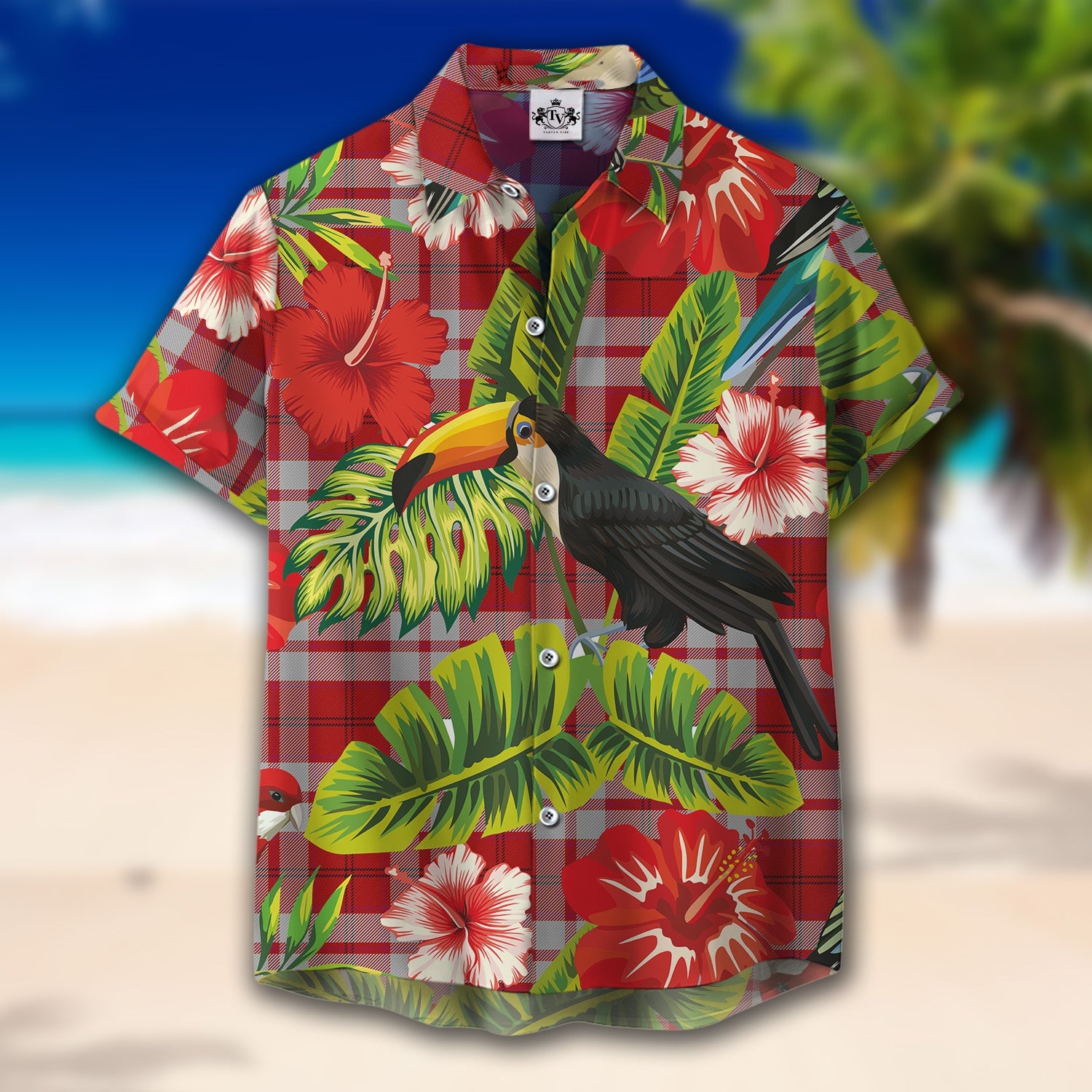 Scottish Tartan Cameron Hose Clan Hawaiian Shirt Hibiscus - Tropical Garden Style