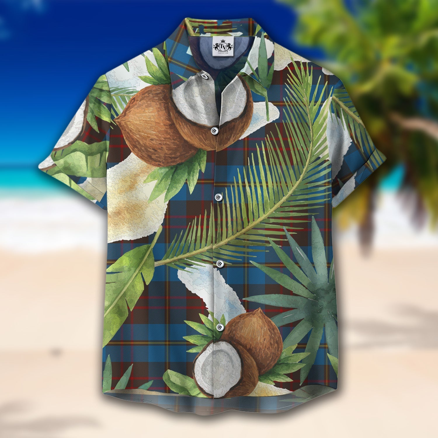 Scottish Tartan Cameron Hunting Clan Hawaiian Shirt Hibiscus - Tropical Garden Style