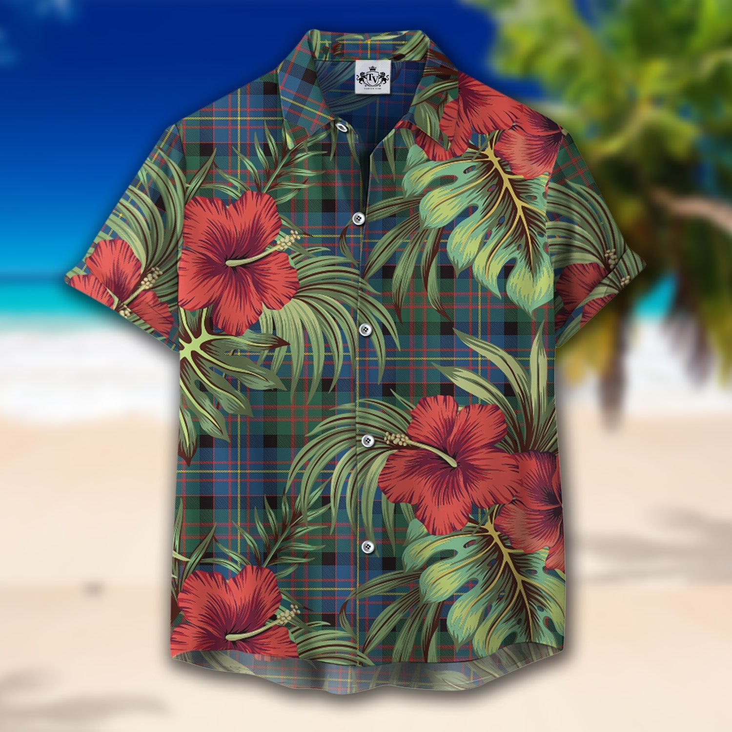 Scottish Tartan Cameron of Erracht Ancient Clan Hawaiian Shirt Hibiscus - Tropical Garden Style