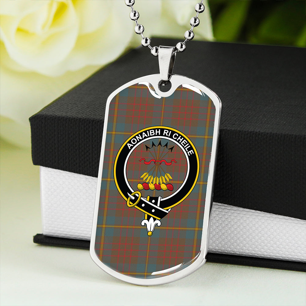 Cameron of Lochiel Hunting Weathered 2 Clan Badge Classic Tartan Dog Tag Necklace
