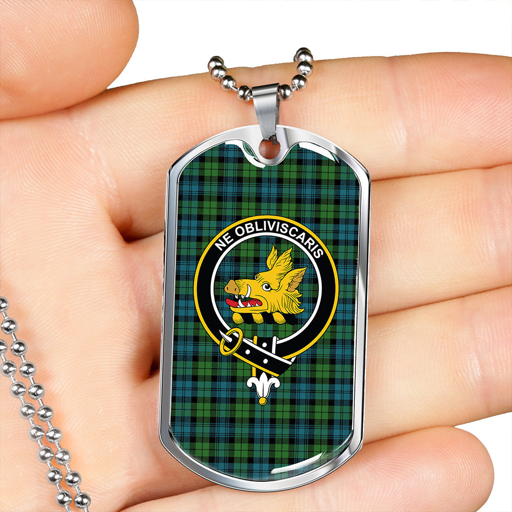 Campbell Ancient 2 Clan Badge Classic Tartan Dog Tag Necklace