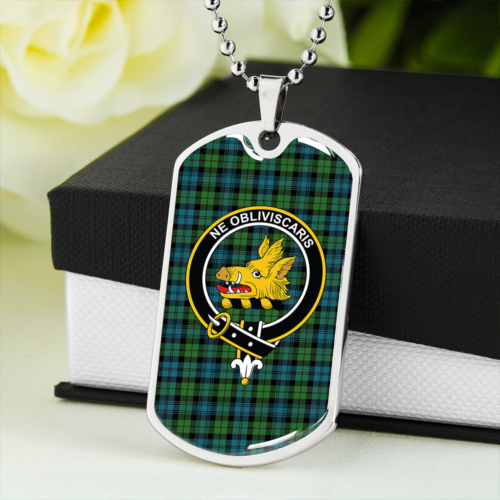Campbell Ancient 2 Clan Badge Classic Tartan Dog Tag Necklace