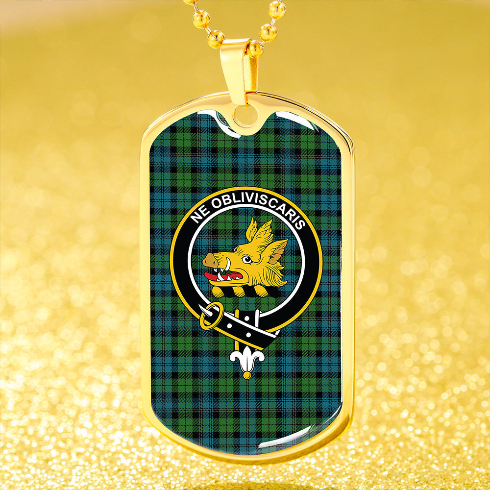 Campbell Ancient 2 Clan Badge Classic Tartan Dog Tag Necklace