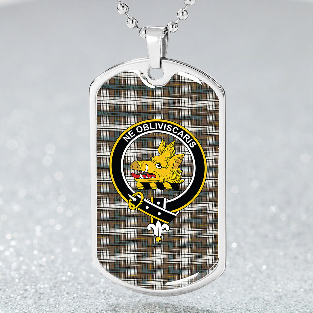 Campbell Dress Weathered 2 Clan Badge Classic Tartan Dog Tag Necklace
