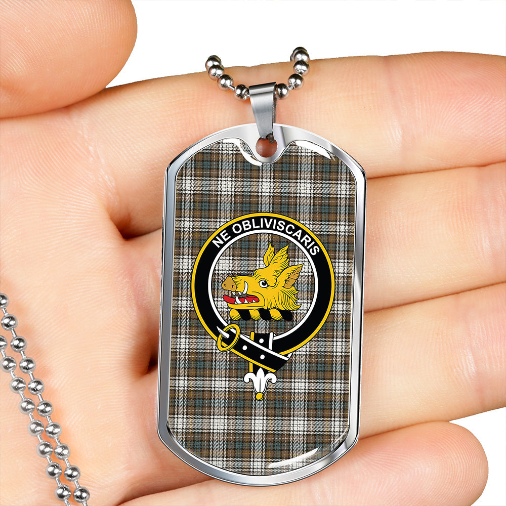 Campbell Dress Weathered 2 Clan Badge Classic Tartan Dog Tag Necklace