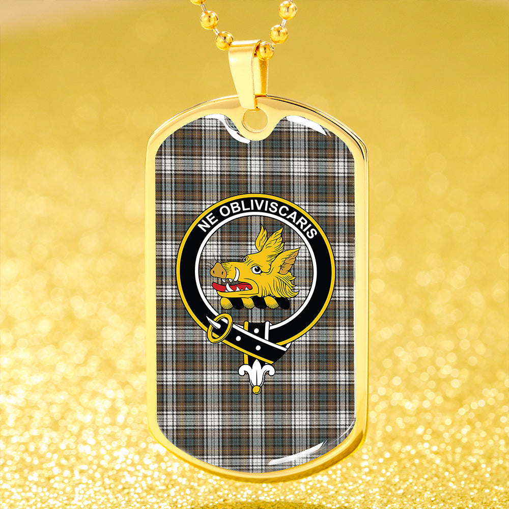 Campbell Dress Weathered 2 Clan Badge Classic Tartan Dog Tag Necklace